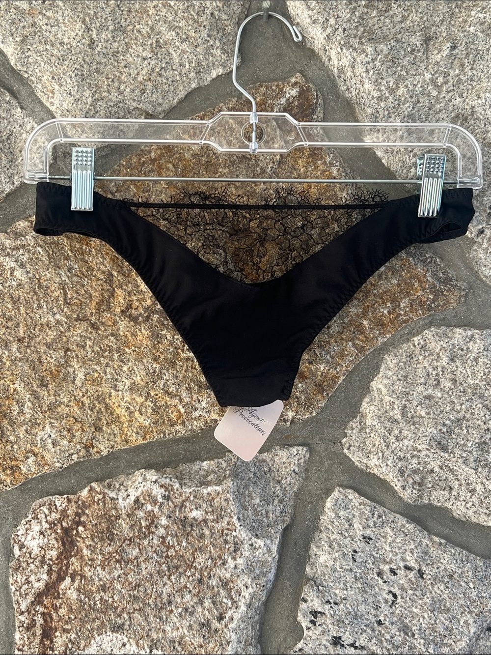 Agent Provocateur Black Lace-Trim Thong